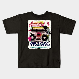 Addicted to Music // Retro Graffiti Style Boombox Kids T-Shirt